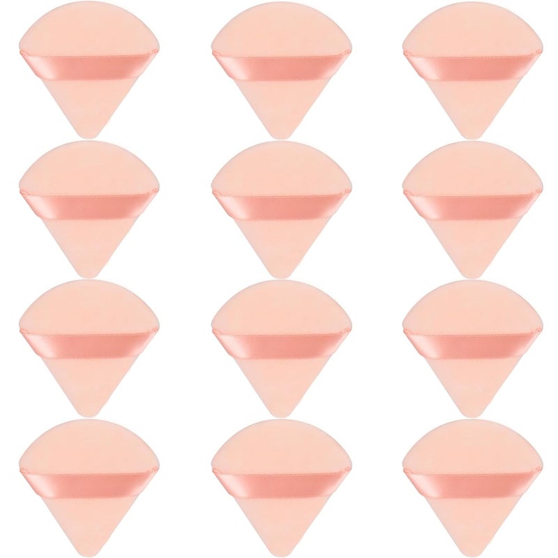 JOLY Triangle Powder Puff Face Makeup Sponge Beauty Blender Stocking Stuffers Puffs for Women apply Loose Powder and Foundation (12Pcs Beige) - Image 1